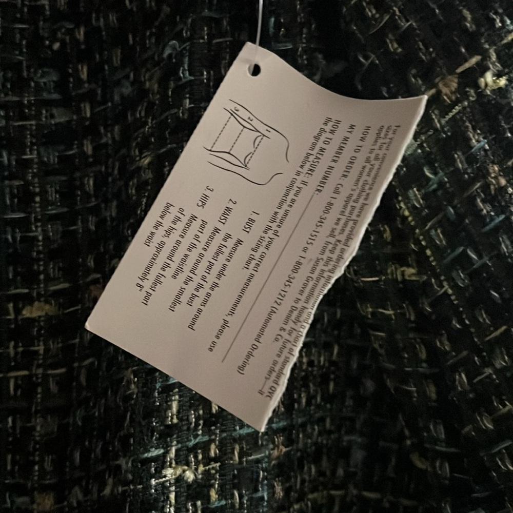 Navy, Green & Yellow Metallic Classic Tweed Asymmetrical Frayed Edge Skirt. - Picture 14 of 14